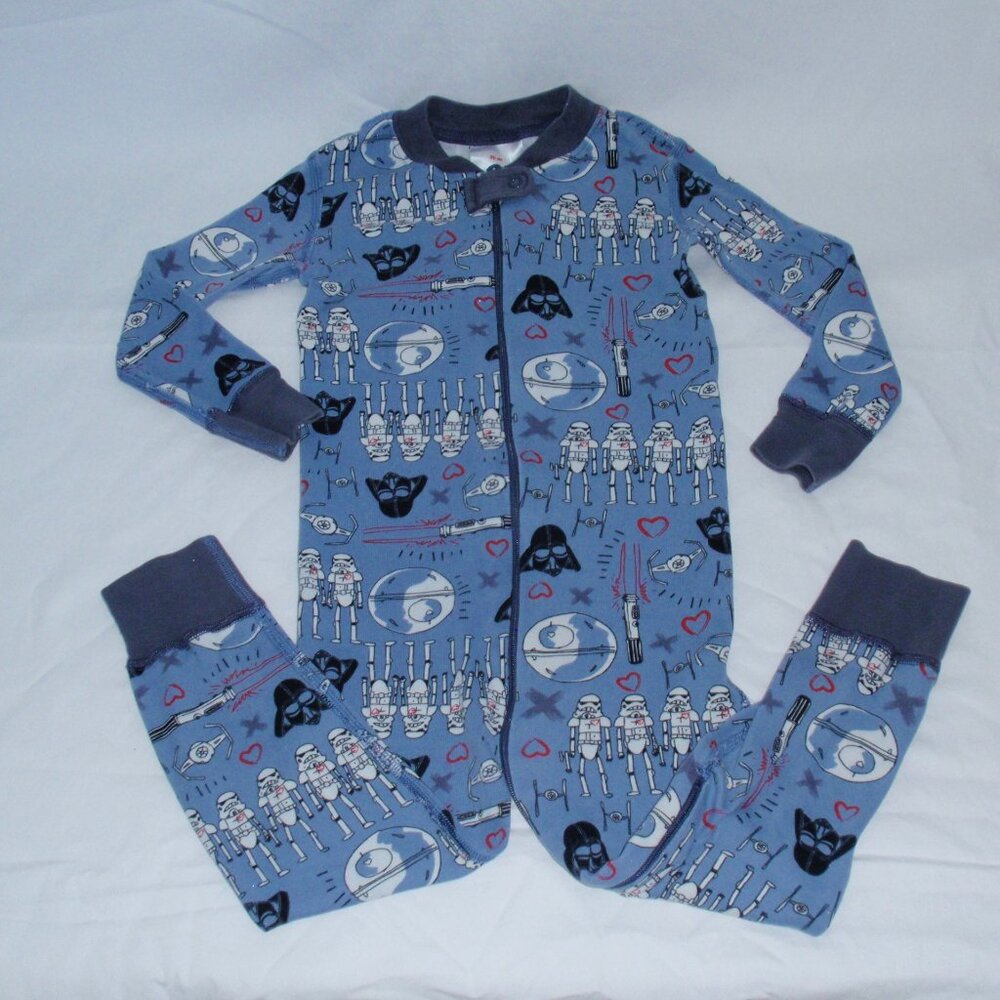 Hanna Andersson Star Wars Troopers Hearts Zip Up Gray Footless Sleeper 90 3t